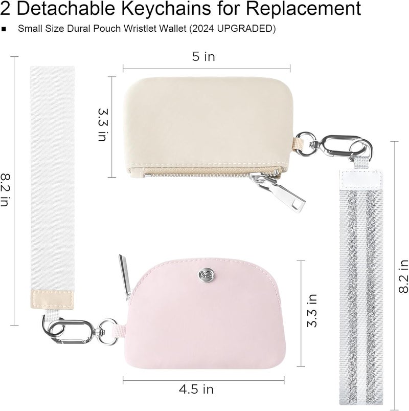 Babysun Mini Zip Around Dual Pouch Wristlet With 2 Straps Wristlet Keychain Wallet for Women Coin Purse Small Cute for Teen Girl - Image 2
